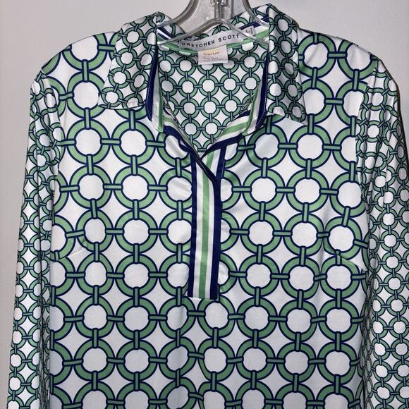 GRETCHEN SCOTT Everywhere Dress Blue Green Women's Size Medium Collared - Picture 3 of 10